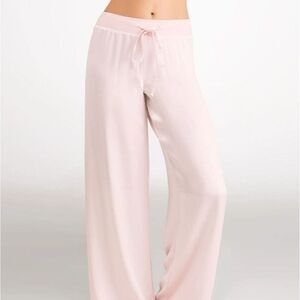 PJ Harlow Jolie Satin Lounge Pants Wide Leg Drawstring Size XS Lt Pink Blush